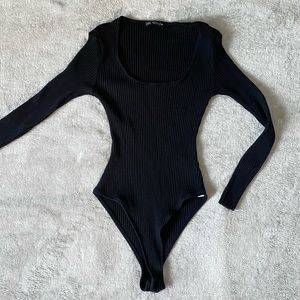Zara Black Ribbed Bodysuit
